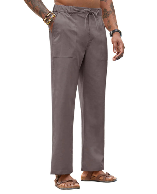 Lion Nardo Linen Pants for Men Casual Pants with Pockets Wide Leg Linen Beach Pants Linen Lounge Pants Linen Yoga Pants