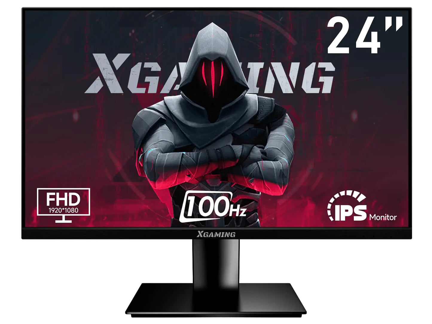 XGaming 24 Inch Monitor FHD 100Hz 1080P IPS 16:9 Frameless Computer Monitor 99% sRGB Low Blue Light Eye Care FreeSync PC Screen Built-in Speakers HDMI VGA Display VESA Tilt Adjustable Black